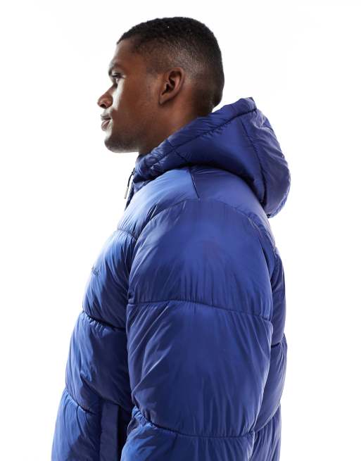 Jack & Jones - Blå dynejakke med hætte i skinnende materiale, 4 af 5