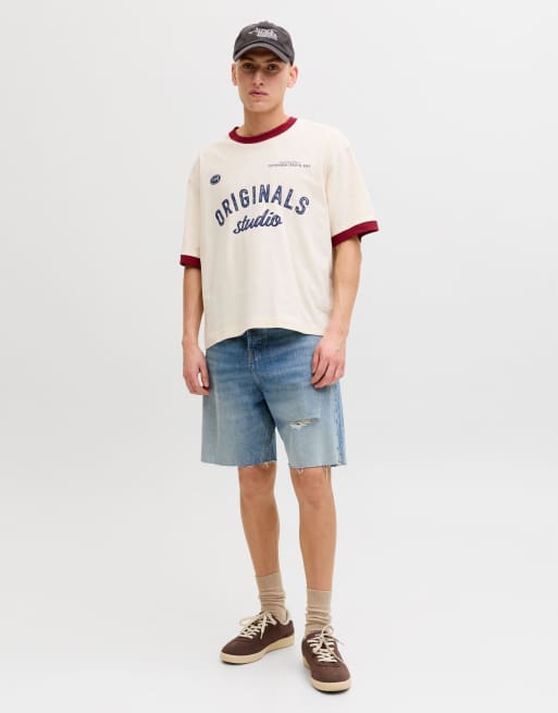 Jack & Jones – Blå jeansshorts med ledig passform, 3 av 5