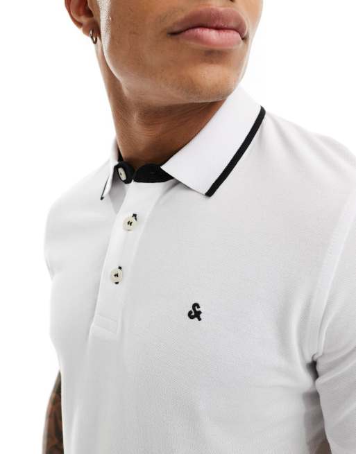 Jack & Jones – Blå och vit pikétröja med kantränder, 2-pack , 3 av 4