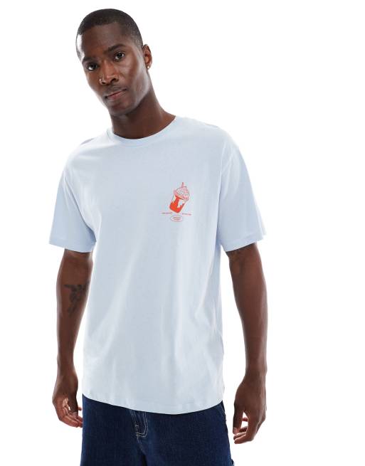 Jack & Jones - Blå oversized T-shirt med 'Ice Coffee'-print på ryggen, 2 af 4