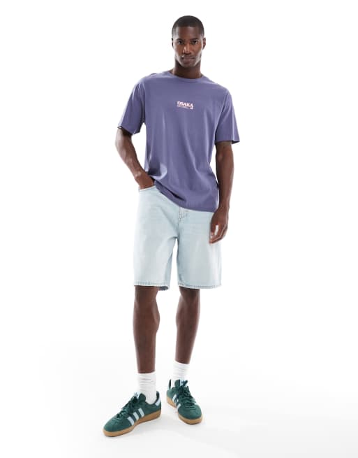 Jack & Jones - Blå oversized T-shirt med japansk print på ryggen, 4 af 4