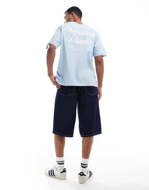 Jack & Jones – Blå t-shirt i oversize med skrifttryck baktill, 4 av 4