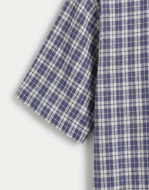 Jack & Jones – Blårutig, kort skjorta i linnemix med korta ärmar, 9 av 9