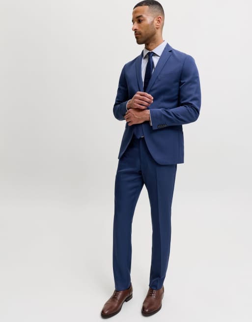 Jack & Jones blazer à simple boutonnage et pantalon de costume ajusté bleu médiéval, 6 de 7