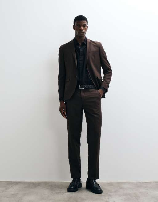 Jack & Jones blazer da abito slim fit marrone scuro, 3 di 5