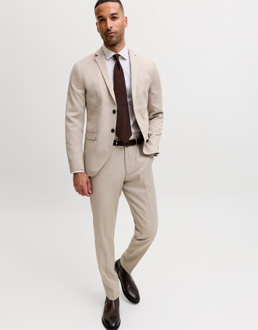 Jack & Jones Blazer mit einreihigem Verschluss und Anzughose in Beige, 6 von 7