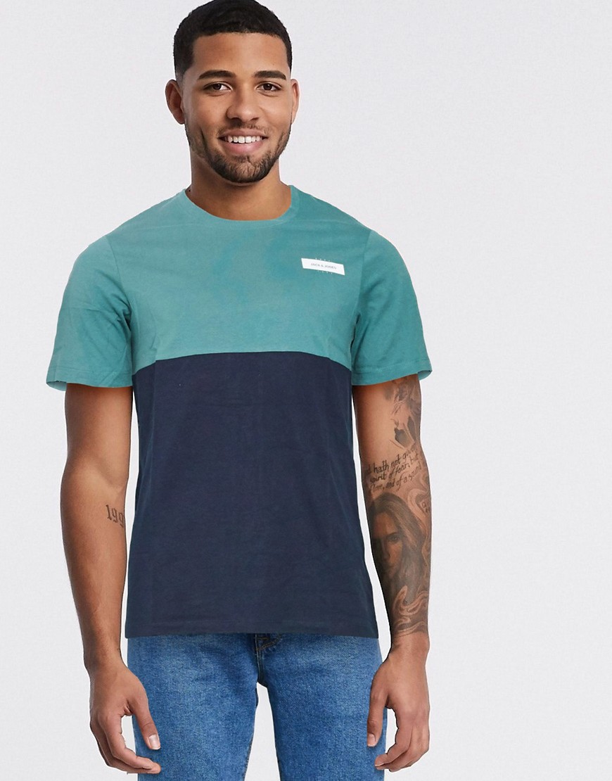 Jack & Jones – Blockfärgad t-shirt-Marinblå