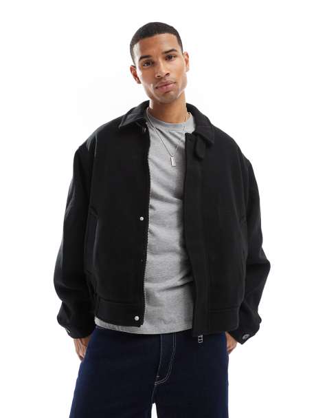 Jack & Jones - Blouson Harrington zippé en laine mélangée - Noir - view 1