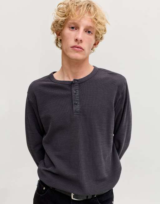Jack & Jones Bluaaron t-shirt stretch à manches longues col rond en bleu marine foncé, 6 de 7