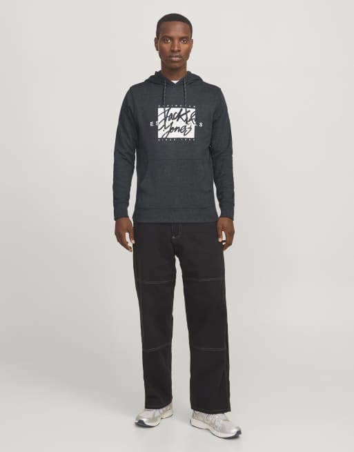 Jack & Jones – Bluza z kapturem w ciemnoszarym melanżowym kolorze, 2 z 6