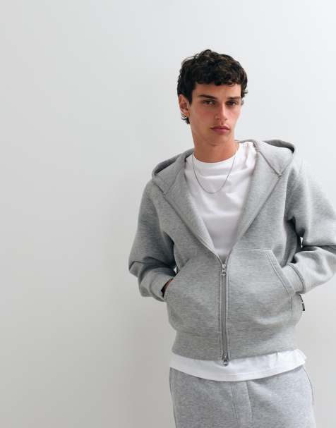 Jack & Jones bluza z kapturem w stylu scuba z podwójnym zamkiem w jasnoszarym kolorze - view 1