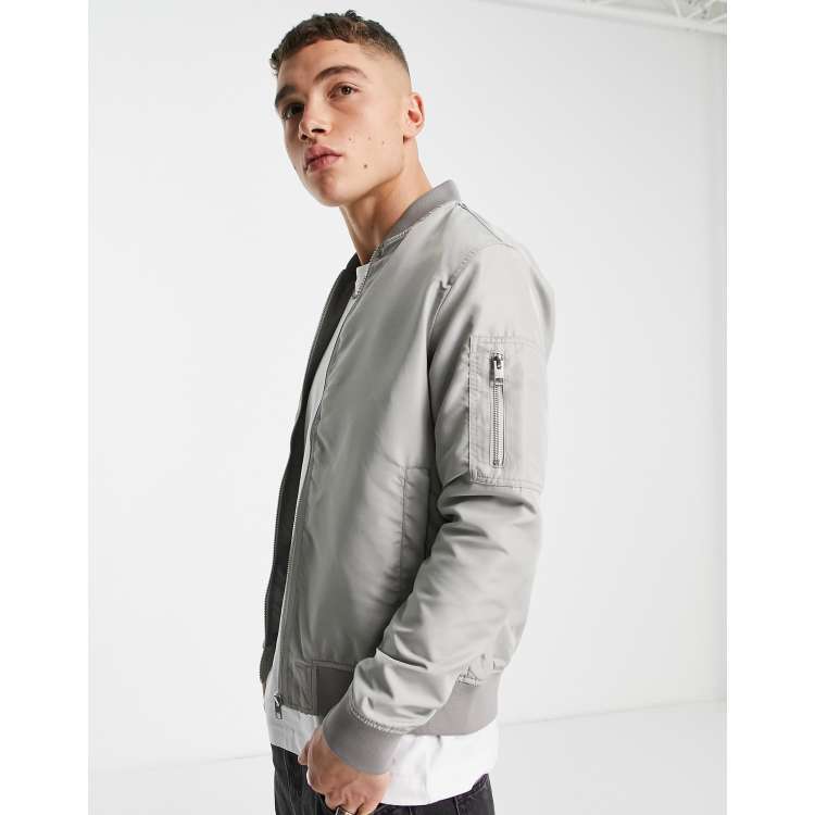 Jack Jones bomber jacket in grey ASOS