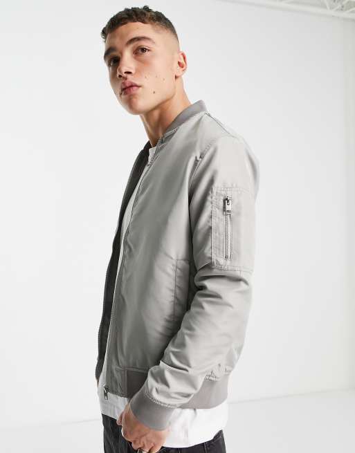 Grey on sale bomber jacket