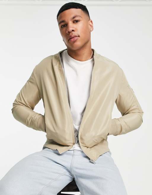 Jack Jones bomber jacket in stone ASOS