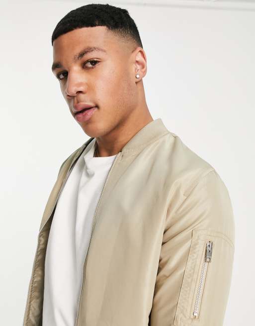 Jack & Jones bomber jacket in stone