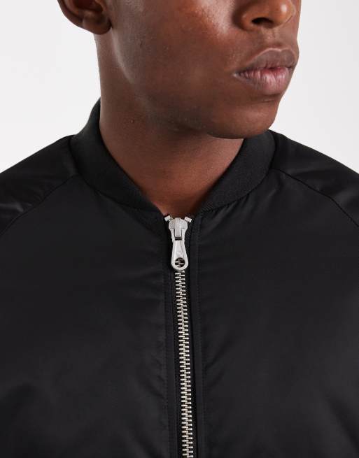 Jack & Jones bomber jacket with contrast lining in black, 5 of 5