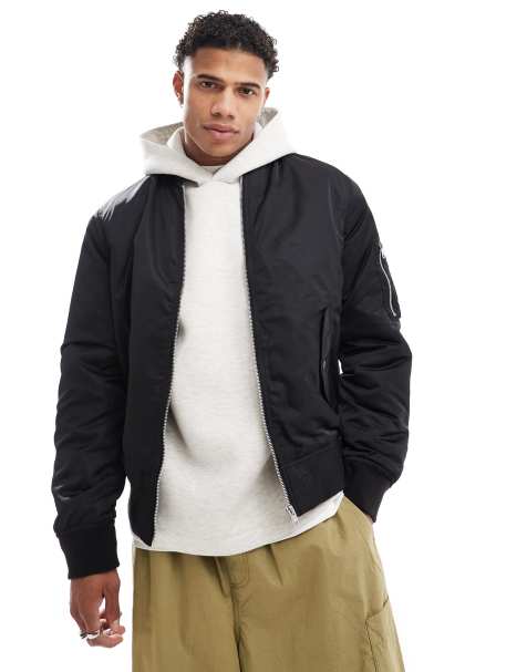Jack & Jones bomber jacket with pockets in khaki  - view 1