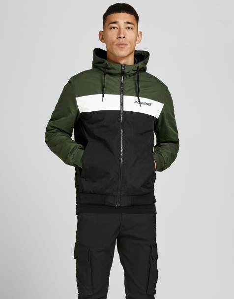 Jack & Jones – Bomberjacke in Dunkelgrün mit Kapuze - view 1