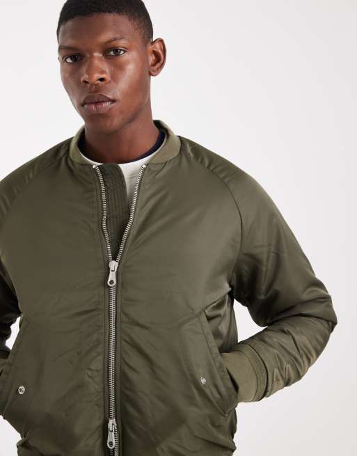 Jack & Jones – Bomberjacke in Olivgrün mit Kontrastfutter, 5 von 5