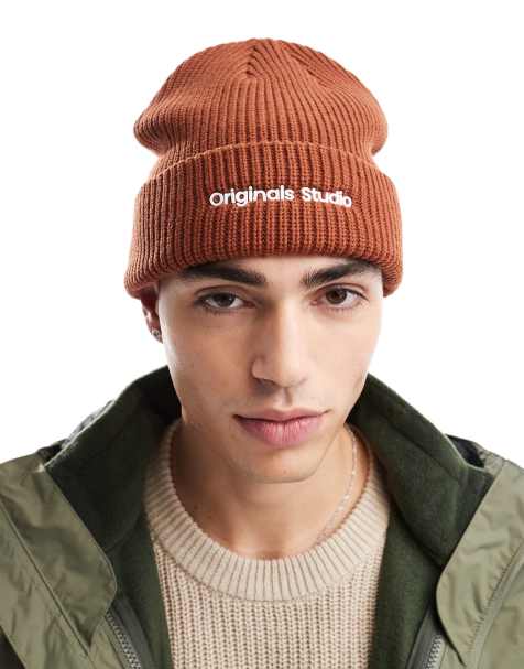 Jack & Jones - Bonnet en maille épaisse avec logo Originals Studio - Orange brûlé - view 1