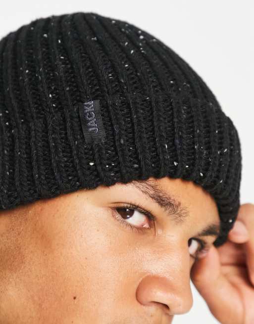 Jack & Jones - Bonnet en maille épaisse effet moucheté - Noir , 2 de 4