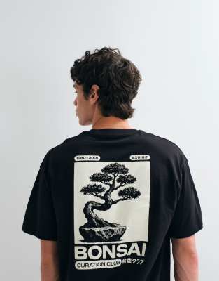Черная футболка с принтом Jack &amp Jones bonsai backprint черный