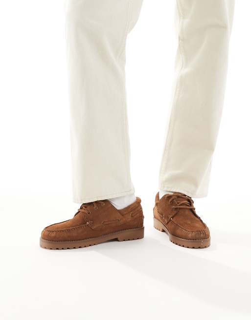 Jack & Jones – Bootsschuhe aus Wildlederimitat in Braun