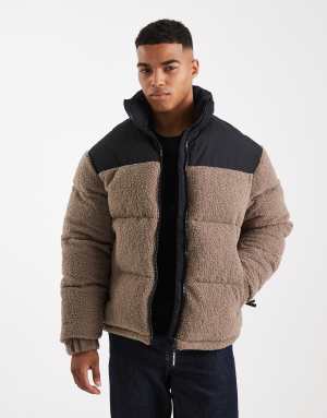 Jack & Jones borg puffer in beige