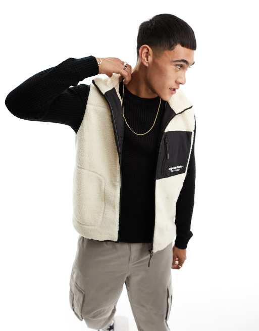 Jack & Jones borg vest with pocket in beige