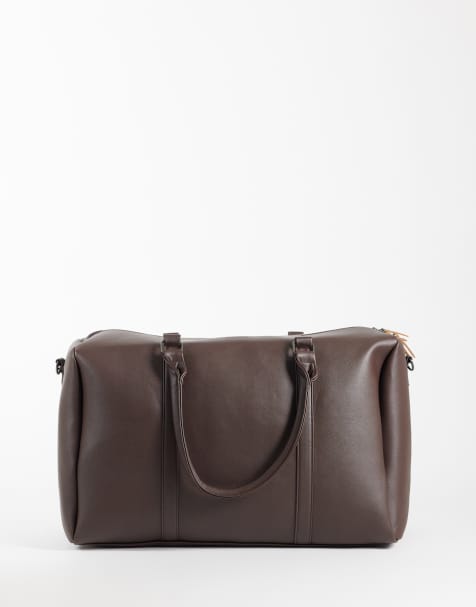 Jack & Jones - Borsa da viaggio in pelle sintetica marrone - view 1