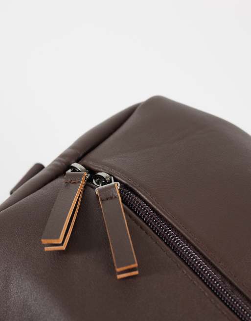 Jack & Jones - Borsa da viaggio in pelle sintetica marrone, 3 di 4