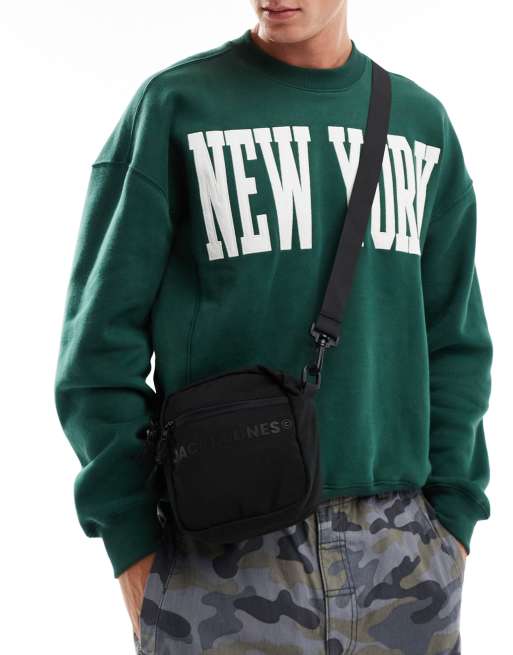 Jack & Jones - Borsello nero in tessuto ripstop con logo 