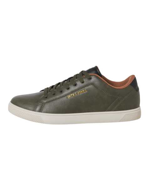Jack & Jones Bosley trainer with embossed branding in dark olive - view 1