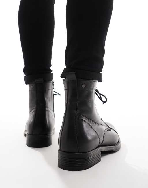 Jack Jones Bottines en cuir lacets Noir ASOS