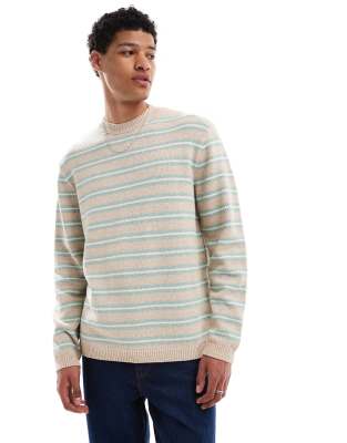 Jack & Jones Boucle Knit Sweater With Stripes In Multi
