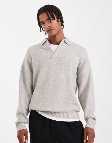 Jack & Jones boucle polo sweater in gray - view 1