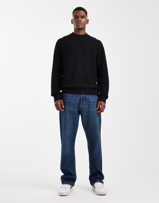 Jack & Jones Premium Knit Crew Neck Sweater In Black