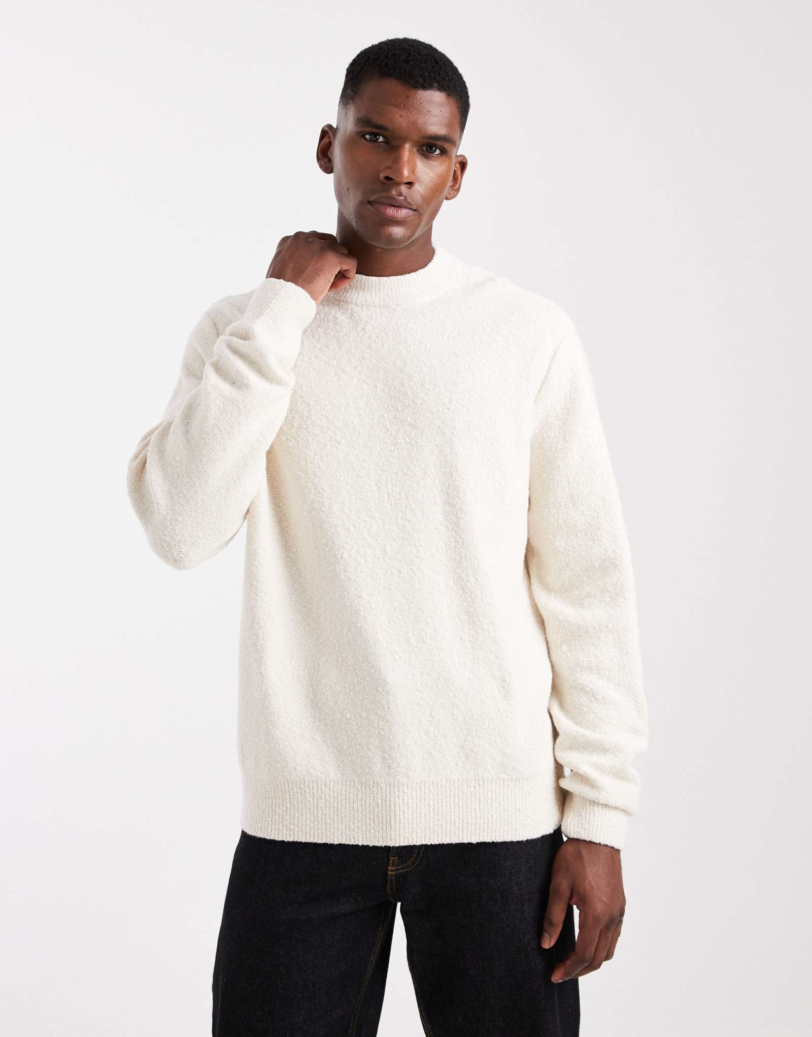 Свитер из букле Jack &Jones кремового цвета