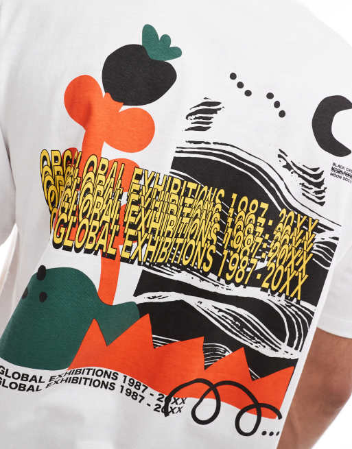 Jack & Jones boxy art exhibition back print t-shirt in white | ASOS
