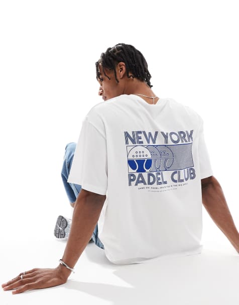 Jack & Jones boxy crop t-shirt with padel back print in white - view 1