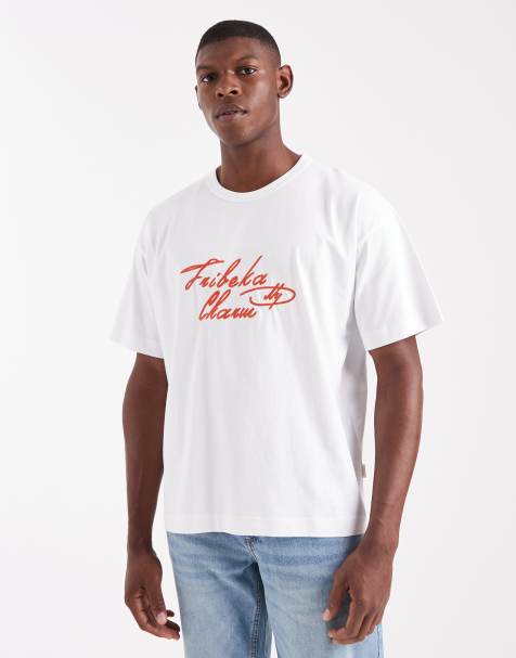 Jack & Jones boxy cropped t-shirt with embroidered text in white - view 1