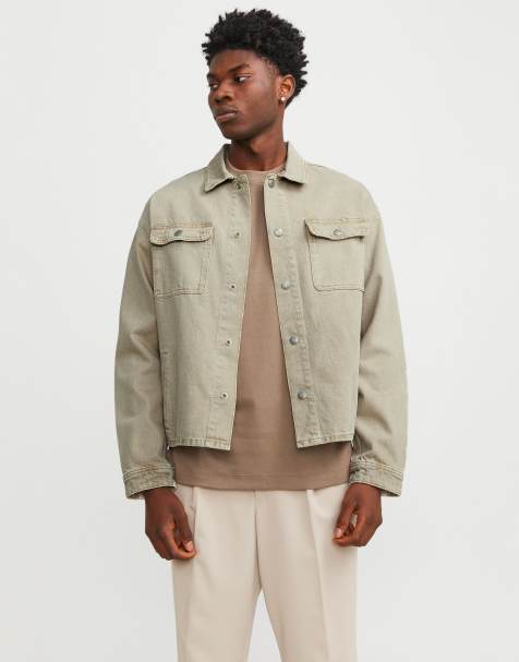 Jack & Jones boxy denim jacket in beige - view 1