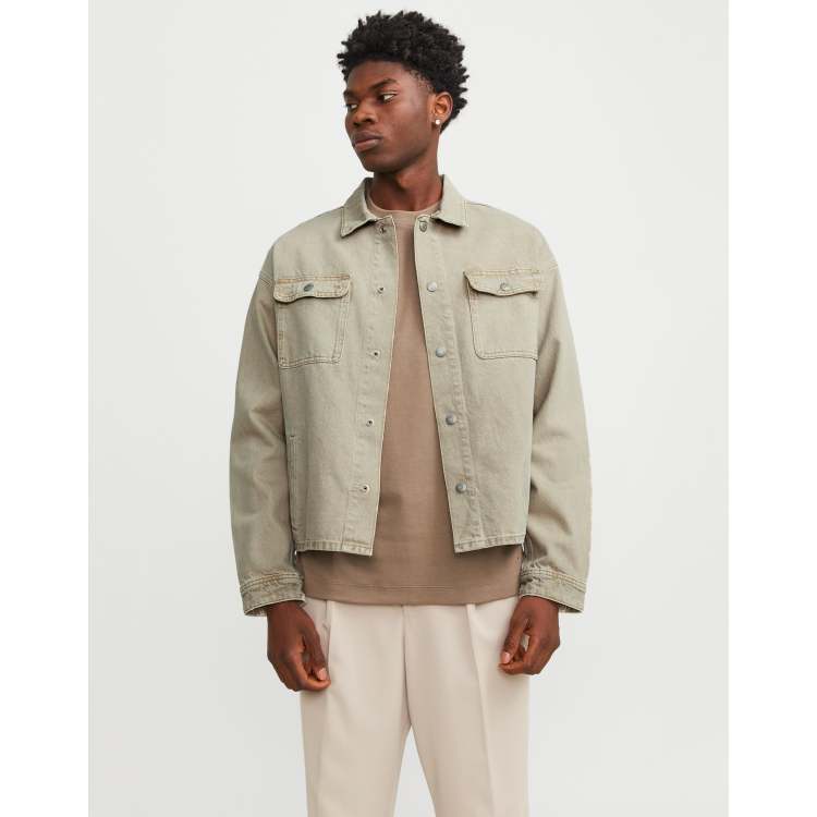 Beige mens denim outlet jacket