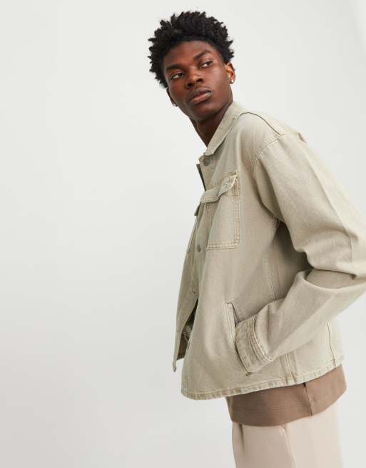 Beige denim jacket outlet mens