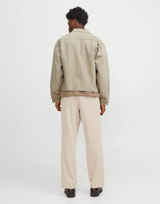 Jack & Jones boxy denim jacket in beige | ASOS