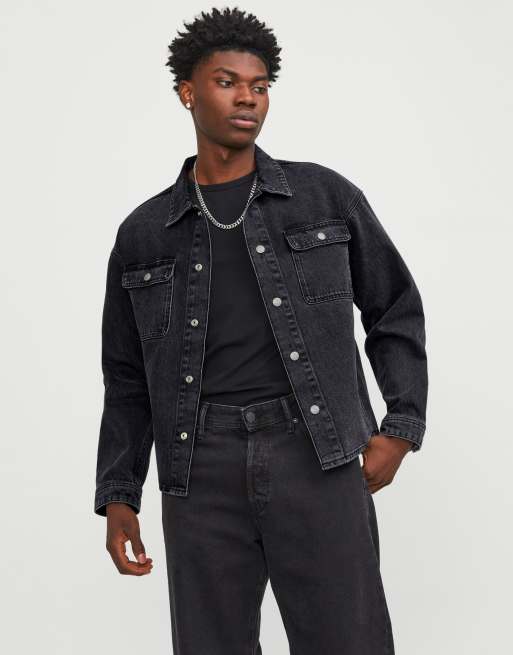 Jack & Jones boxy denim jacket in black | ASOS