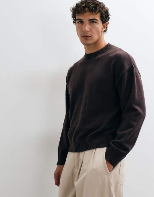 Jack & Jones boxy gebreide trui in bruin, 5 van 5