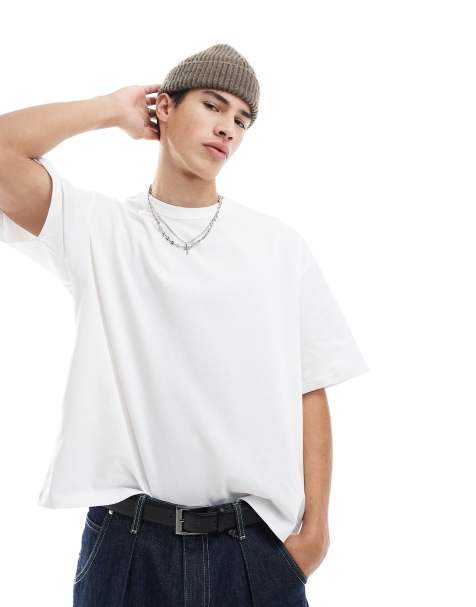 Jack & Jones boxy heavyweight t-shirt in white