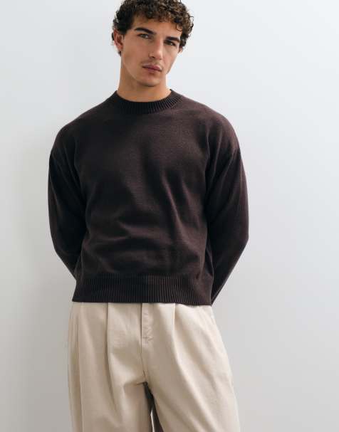Jack & Jones boxy knit sweater in brown - view 1