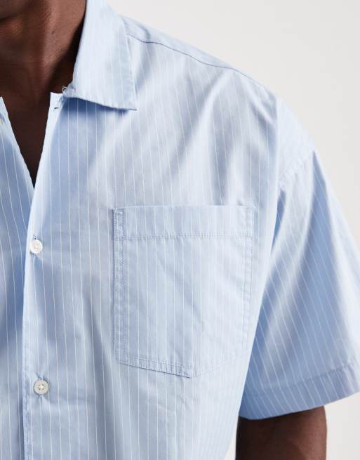Jack & Jones boxy poplin shirt in blue stripe, 3 of 5